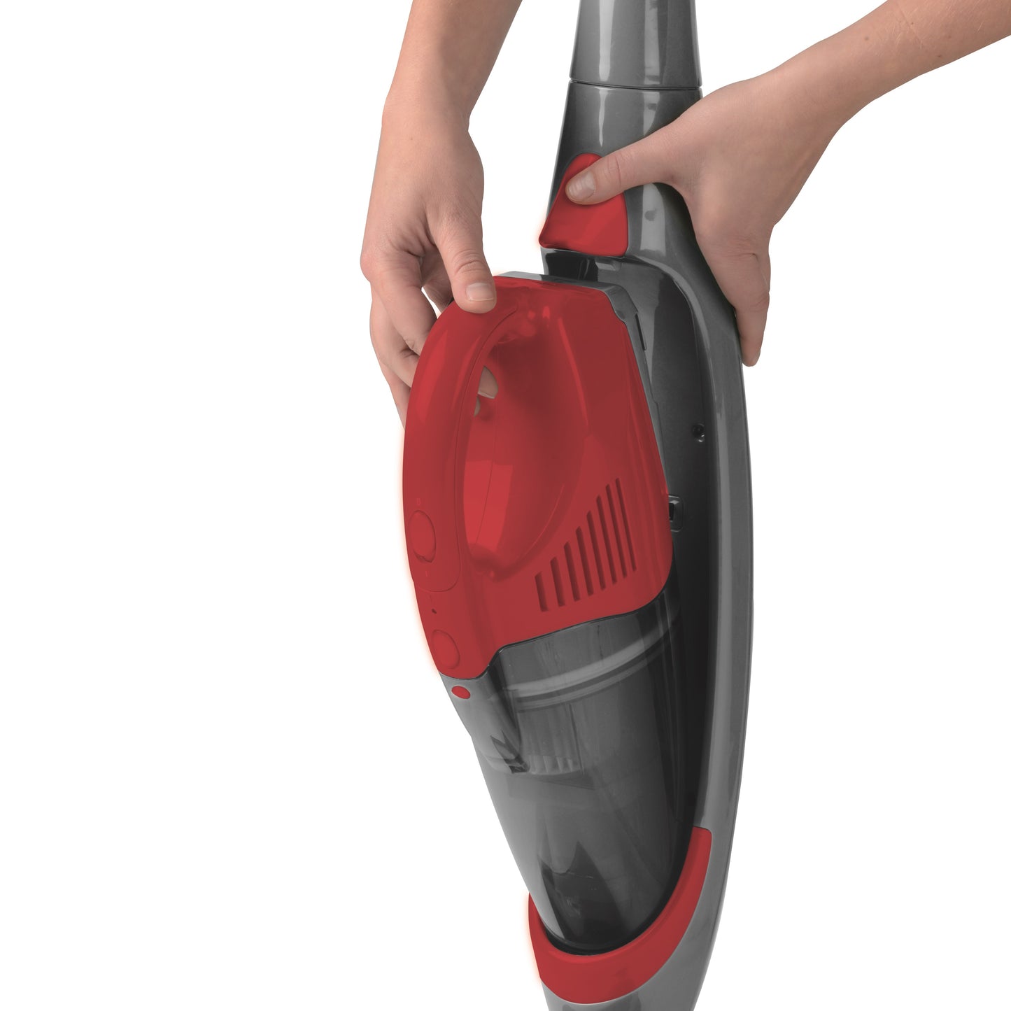 Montiss CVC639 Chicago - Cordless, Rechargeable 2-in-1 Vacuum Cleaner with turbo brush and without dust bag, red