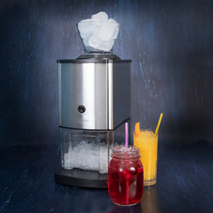 Gastronoma 21114 - Ice crusher with large filling funnel, crushes up to 1 kilogram of ice per minute - Stainless steel housing