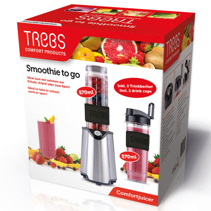 Trebs 99330 - Smoothie-to-go - Stainless steel - Comfortjuicer for smoothies, juices and sports drinks