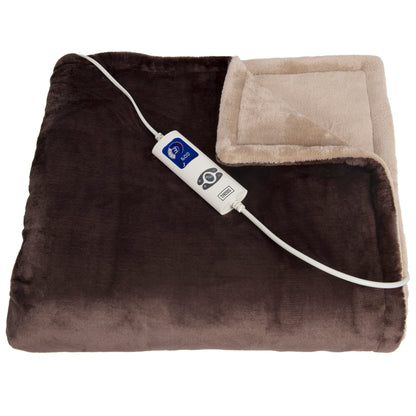 Trebs 99342 - Electric Fleece Blanket brown/beige / Comfortheat with 6 settings and a timer
