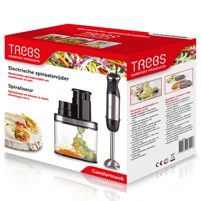 Trebs 99337 - Electric Spiral Slicer and Hand Blender in one / Comfortcook with 6 speeds